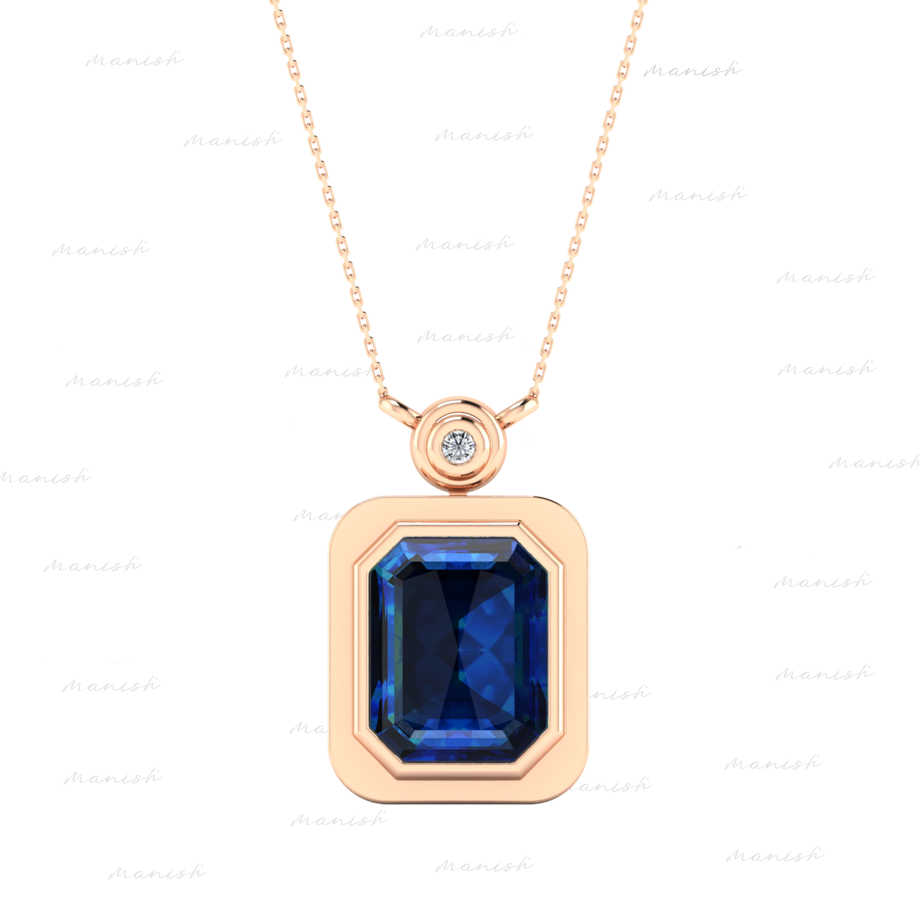 Eva Diamond and Blue Sapphire Necklace